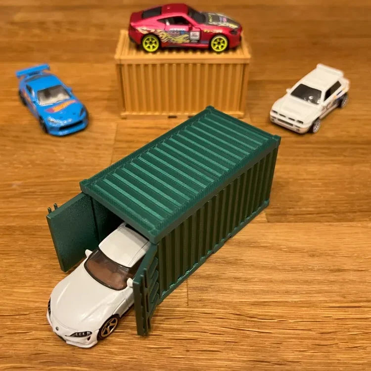 1:64 model araba koleksiyonu için konteyner garaj ve sergileme düzeni