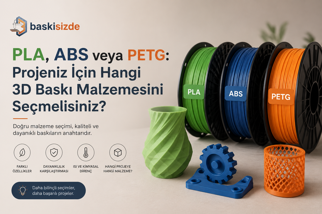 PLA, ABS veya PETG: Projeniz İçin Hangi 3D Baskı Malzemesini Seçmelisiniz?