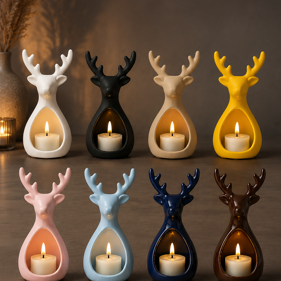 Wilderkind sonbahar dekorasyonu için geyik figürlü LED tealight mumluk