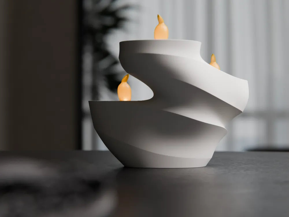 Modern Dalgalı 3'lü Tealight Mumluk | Heykelsi Masaüstü Dekorasyon