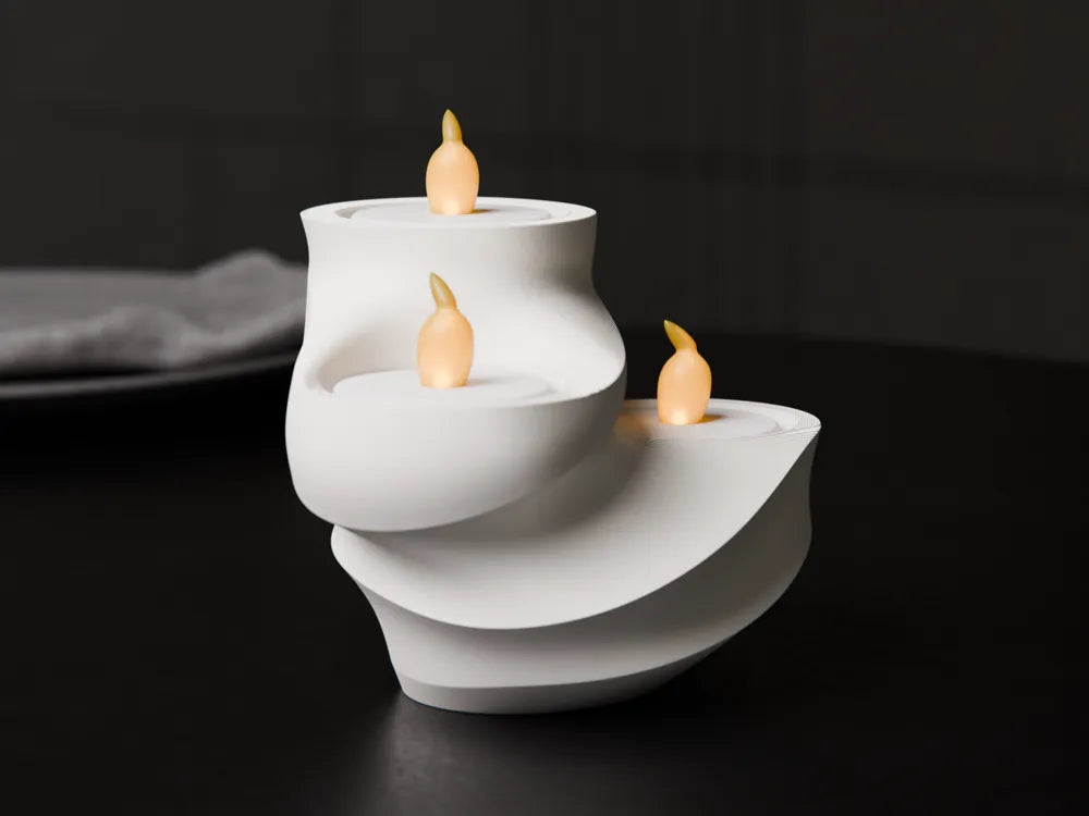 Modern Dalgalı 3'lü Tealight Mumluk | Heykelsi Masaüstü Dekorasyon