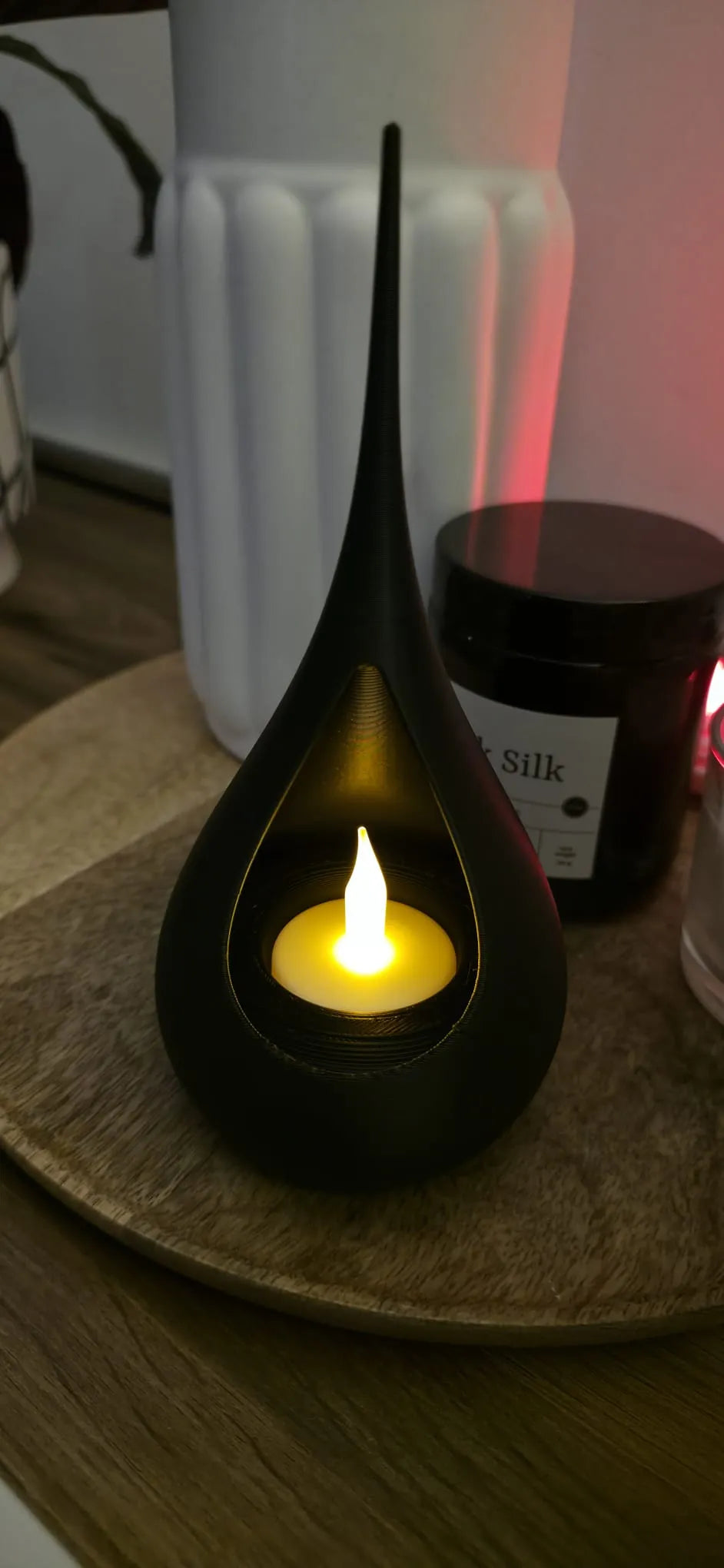 Damla Tasarımlı Pilli LED Mumluk – Dekoratif Ambiyans Işığı
