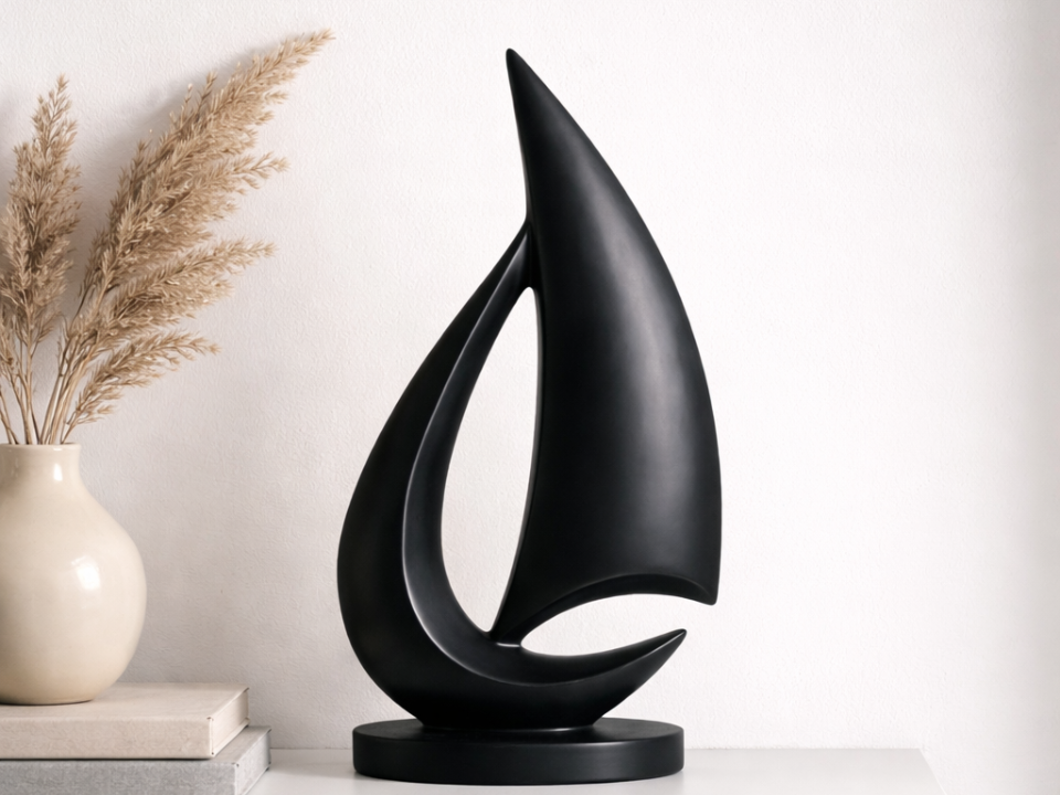 Minimalist Yelkenli Heykel | Modern Ev ve Ofis Dekorasyonu Biblo