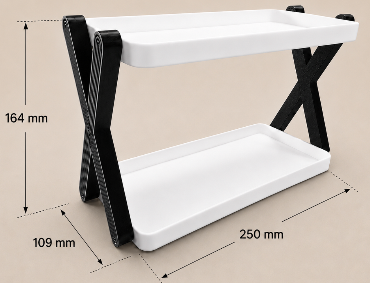 X Tasarım 2 Katlı Minimalist Düzenleyici Raf | Modern Masaüstü ve Banyo Organizer