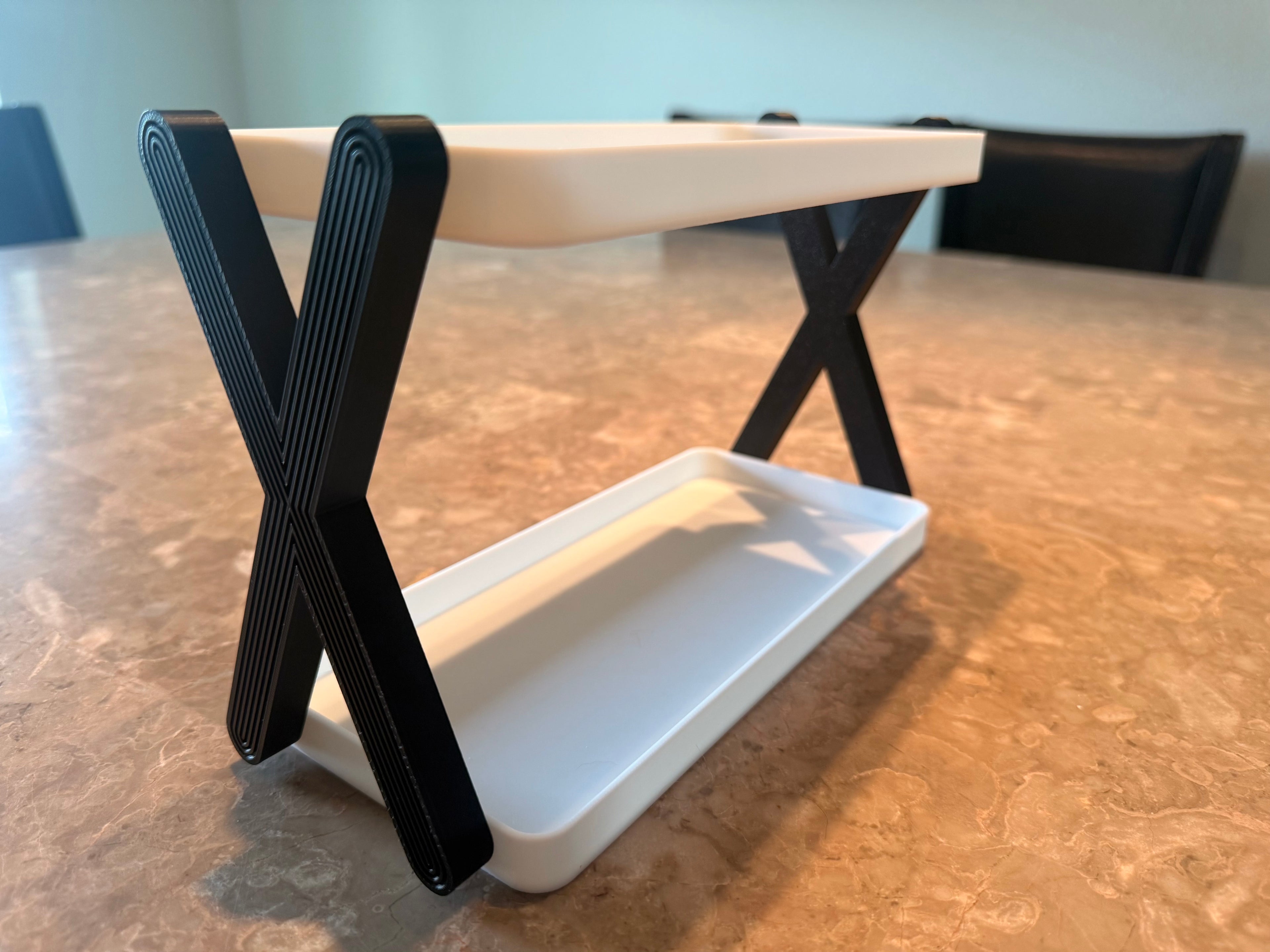 X Tasarım 2 Katlı Minimalist Düzenleyici Raf | Modern Masaüstü ve Banyo Organizer