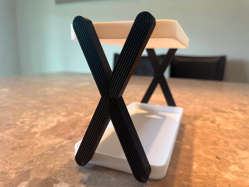 X Tasarım 2 Katlı Minimalist Düzenleyici Raf | Modern Masaüstü ve Banyo Organizer