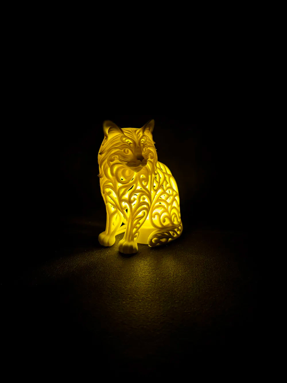 Dekoratif Işıklı Kedi Figürü | Pilli Mum Uyumlu Mandala Tasarım