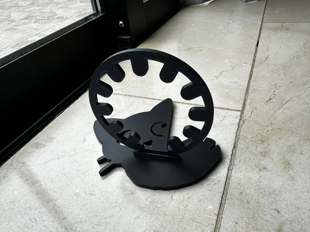 Siyah Kedi Tasarımlı Dekoratif Perde Tutucu ve Bağı